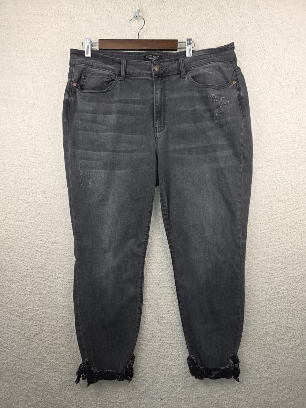 Judy Blue Skinny Fit Jeans Size 20W Black Distressed Hem